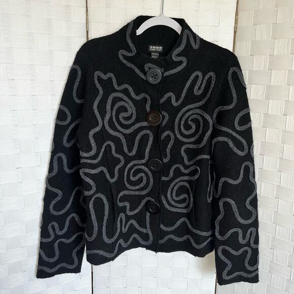 Nomadic Traders Jackets & Blazers - Nomadic Traders Women’s Button Snap Front 3D 100% Wool Jacket Size Medium Black